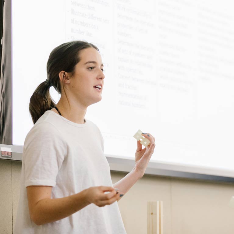 A student gives a presentation.