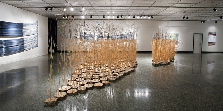 A large art installation in a room.