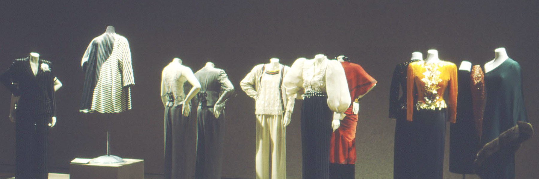 Mannequins wearing clothing.