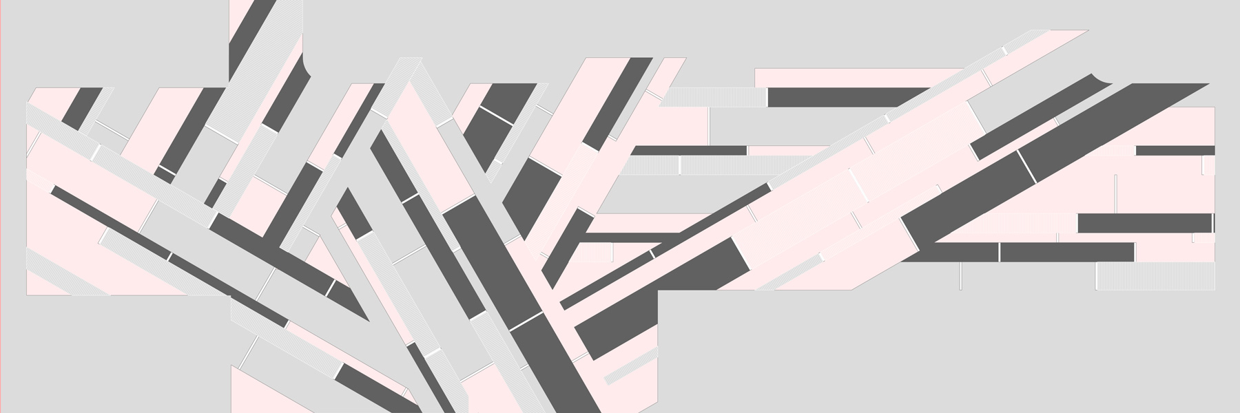 Gray, pink, and black geometric shapes. 