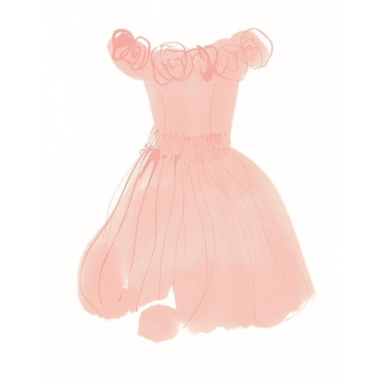 A drawing of a pink dress.