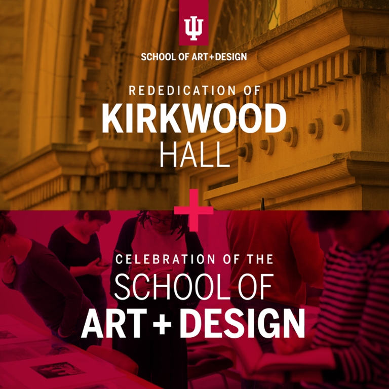 A graphic for the rededication of Kirkwood Hall